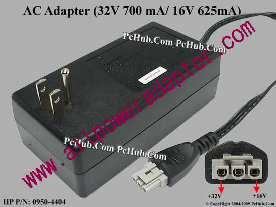 HP AC Adapter 0950-4404, 32V 700 mA/ 16V 625mA, 3-pin, US 3-pin