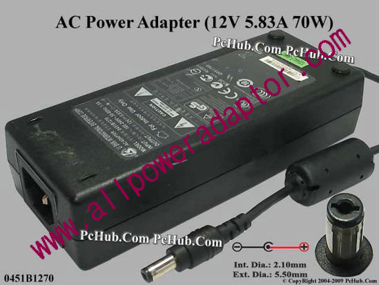 Li Shin 0451B1270 AC Adapter 5V-12V 12V 5.83A, 5.5/2.1mm, C14 - Click Image to Close