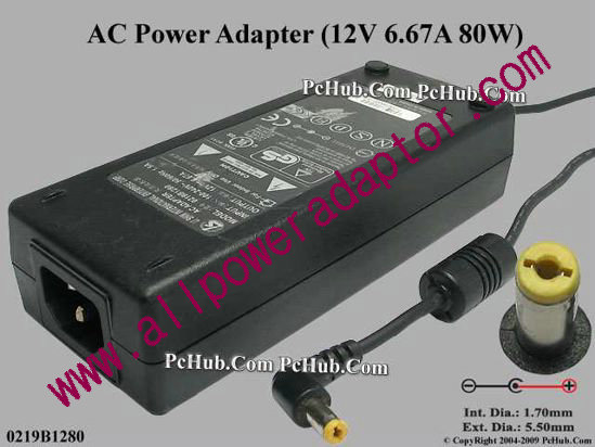 Li Shin 0219B1280 AC Adapter 5V-12V 12V 6.67A, 5.5/1.7mm, C14 - Click Image to Close