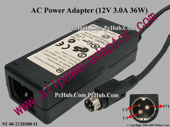 LEI / Leader NU40-2120300-I1 AC Adapter 5V-12V 12V 3A, 3P P1=12V, C14