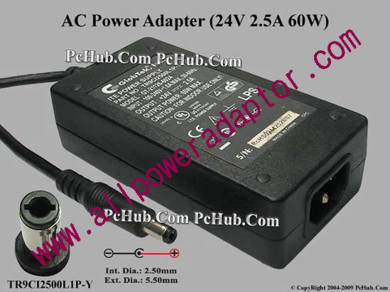 GlobTek TR9CI2500L1P-Y AC Adapter 24V 2.5A, 2.5/5.5mm, C14 - Click Image to Close