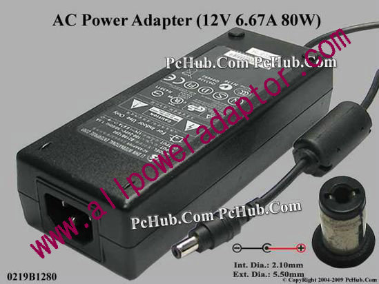 Li Shin 0219B1280 AC Adapter 5V-12V 12V 6.67A, 5.5/2.1mm, C14 - Click Image to Close