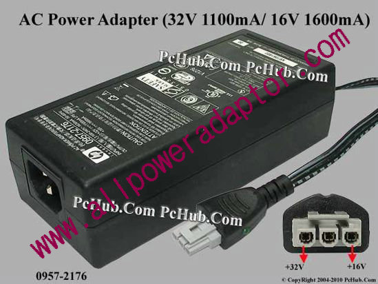 (image for) HP AC Adapter 0957-2176, 32V 1.1A, 16V 1.6A, 3-pin, (IEC C14)