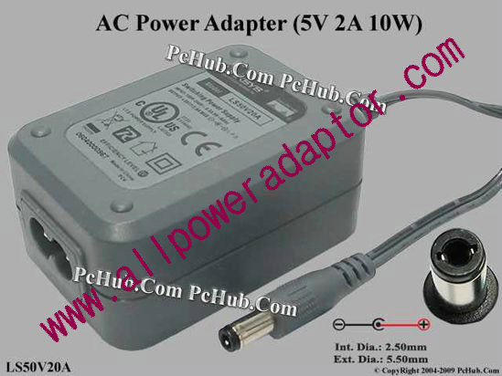 Linksys LS50V20A AC Adapter 5V-12V 5V 2A, 2.5/5.5mm, 2-Prong