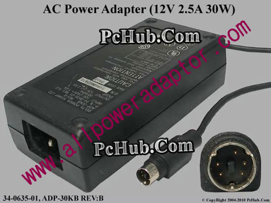 Sharp AC Adapter 5V-12V 12V 2.5A, 5-Pin DIN, C14 - Click Image to Close