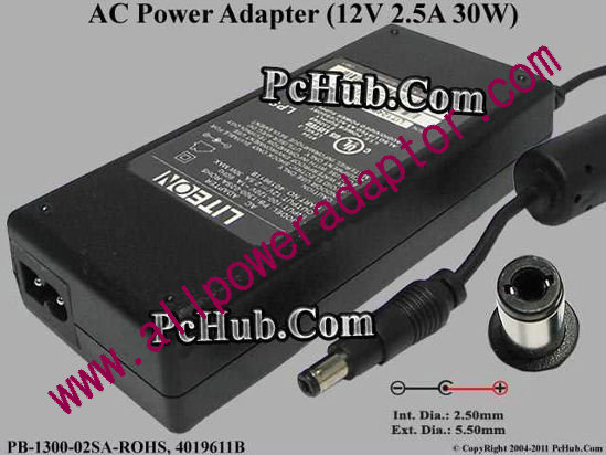 (image for) LITE-ON PB-1300-02SA-ROHS AC Adapter 5V-12V 12V 2.5A, 5.5/2.5mm, 2-Prong