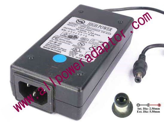 HIGH POWER AC Adapter 5V-12V 12V 5A, 5.5/2.5mm, C14 - Click Image to Close