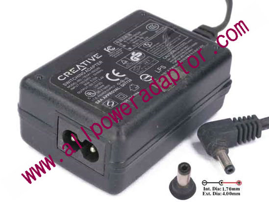 Creative Other Item AC Adapter 5V-12V 5V 2.4A, 4.0/1.7mm, 2-prong - Click Image to Close