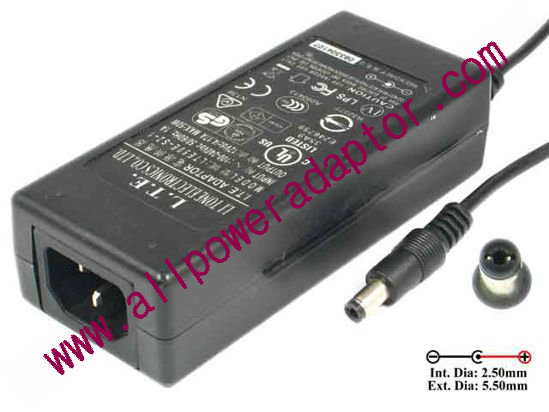 L.T.E. AC Adapter 5V-12V 12V 4.17A, 5.5/2.5mm, C14