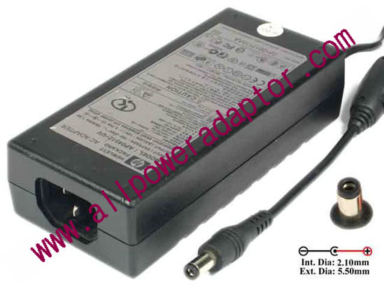 HP AC Adapter 5V-12V 12V 3.75A, Barrel 5.5/2.1mm, C14