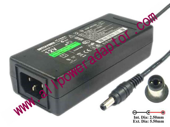 AOK OEM Power AC Adapter 5V-12V 12V 4A, 5.5/2.5mm, C14