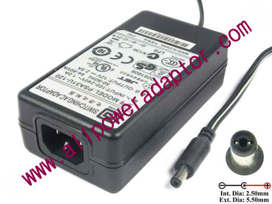 PHIHONG PSA31U-120 AC Adapter 5V-12V 12V 2.5A, 5.5/2.5mm, C14