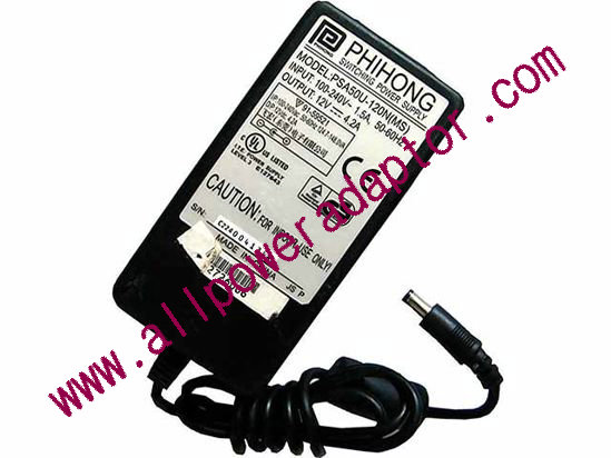 PHIHONG PSA50U-120N AC Adapter 5V-12V 12V 4.2A, 5.5/2.1mm, C14