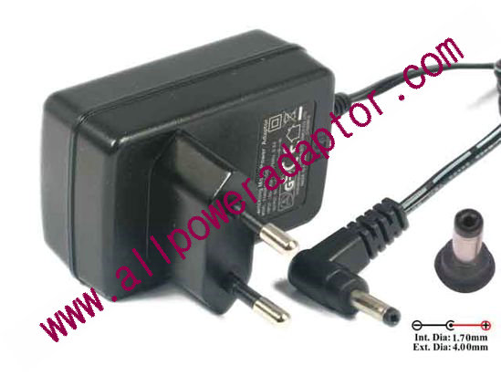 Frecom FM090010-GS AC Adapter 5V-12V 9V 1A, 4.0/1.7mm, EU 2-Pin Plug, New - Click Image to Close