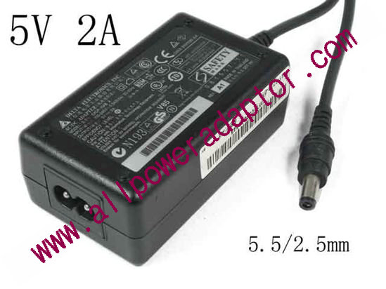 Delta Electronics EADP-10AB AC Adapter 5V-12V 5V 2A, Barrel 5.5/2.5mm,2-Prong