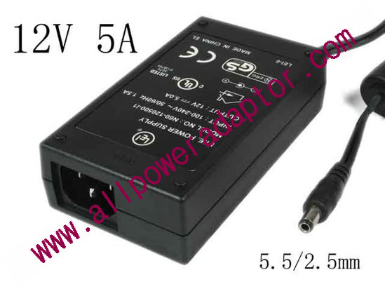 I.T.E Power Supply N60-120500-I1 AC Adapter 5V-12V 12V 5A, 5.5/2.5mm, C14, New - Click Image to Close