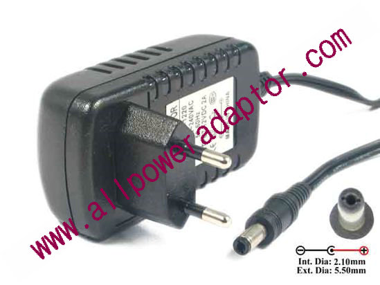 KG-1220 AC Adapter 5V-12V 12V 2A, 5.5/2.1mm, EU 2-Pin, New