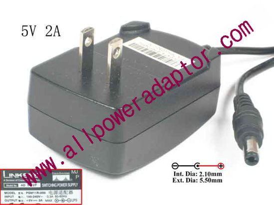 Cisco PSM11R-050 AC Adapter 5V-12V 5V 2A, Barrel 5.5/2.5mm, US 2-Pin Plug - Click Image to Close