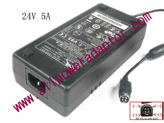 Tiger Power TG-1201 AC Adapter 24V 5A, 4P P14=