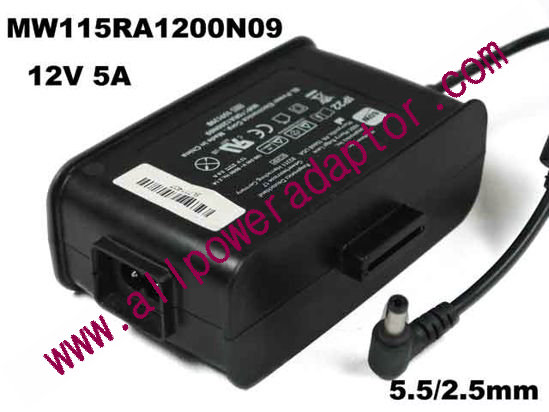 AULT MW115RA1200N09 AC Adapter 5V-12V 12V 5A, Barrel 5.5/2.5mm, 2-Prong - Click Image to Close