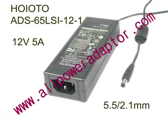 HOIOTO ADS-65LSI-12-1 AC Adapter 5V-12V 12V 5A, 5.5/2.1mm, C14 - Click Image to Close