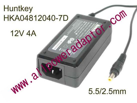 Huntkey HKA04812040-7D AC Adapter 5V-12V 12V 4A, 5.5/2.5mm, C14 - Click Image to Close