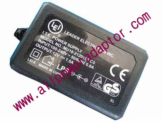 LEI / Leader MU18-2120150-C5 AC Adapter 5V-12V 12V 1.5A, 5.5/2.1mm, EU 2P