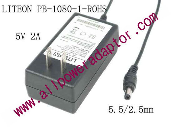 LITE-ON PB-1080-1-ROHS AC Adapter 5V-12V 5V 2A, 5.5/2.5mm, US 2P - Click Image to Close