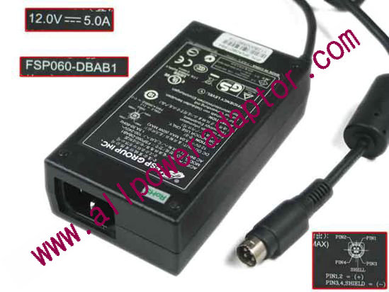 FSP Group Inc FSB060-DBAB1 AC Adapter 5V-12V 12V 5A, 4P P14=V, C14 - Click Image to Close