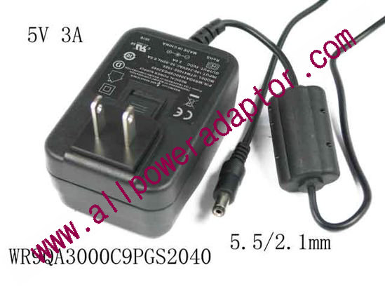 MASIMO AC Adapter 5V-12V 5V 3A, Barrel 5.5/2.1mm, US 2-Pin Plug