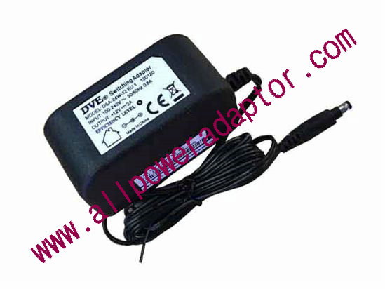 DVE DSA-24W-12 AC Adapter 5V-12V 12V 2A, 5.5/2.1mm, US 2P Plug, New - Click Image to Close