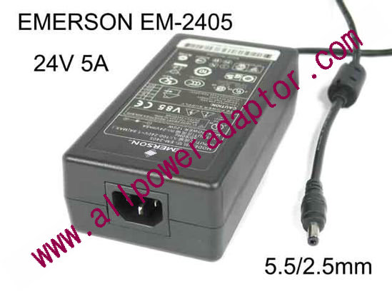 EMERSON EM-2405 AC Adapter 24V 5A, 5.5/2.5mm, C14 - Click Image to Close