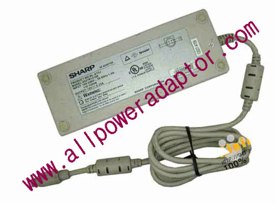 Sharp 0227B12100 AC Adapter 5V-12V 12V 8.33A, 4P P14=V, C14, White - Click Image to Close