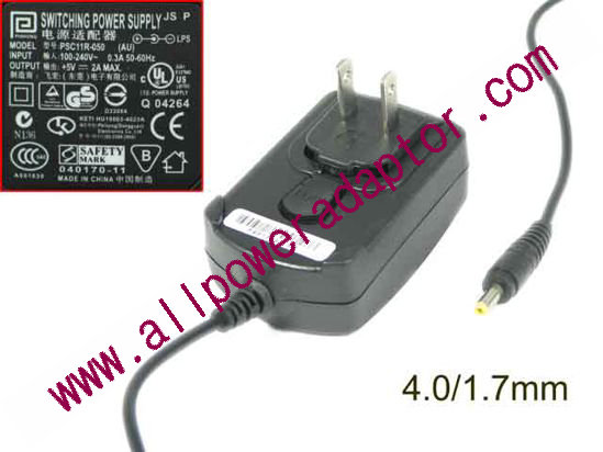 PHIHONG PSC11R-050 AC Adapter 5V-12V 5V 2A, Barrel 4.0/1.7mm, US 2-Pin Plug