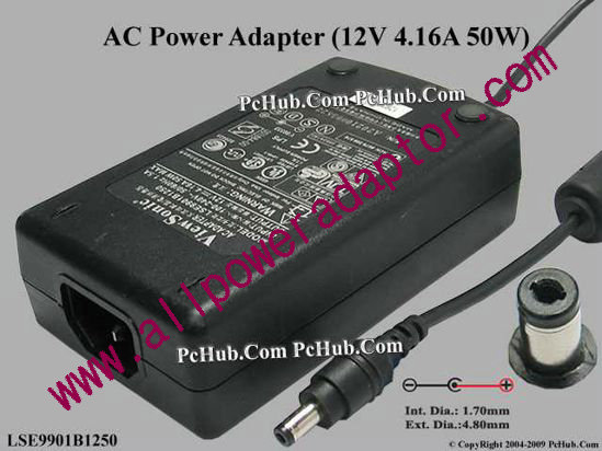 ViewSonic AC Adapter 5V-12V 12V 4.16A, 1.7/4.8mm, C14 - Click Image to Close