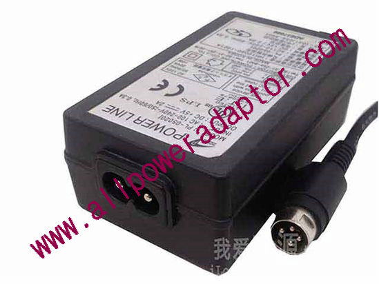 OEM Power AC Adapter - Compatible PL-05020I, 5V 2A, 4-Pin Din, 2-Prong, New - Click Image to Close