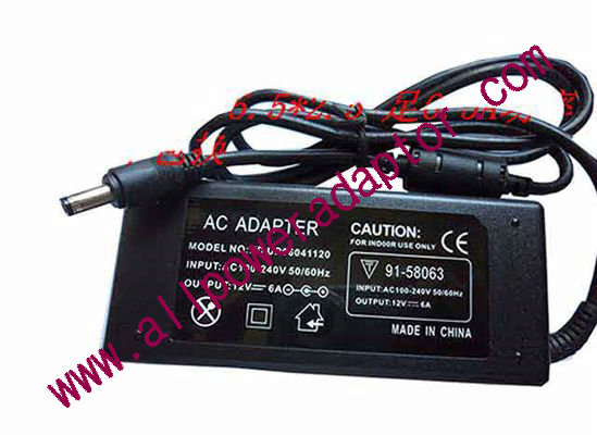 OEM Power AC Adapter - Compatible XD UP06041120, 12V 6A 5.5/2.5mm, 2-Prong, New