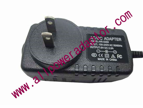 OEM Power AC Adapter - Compatible HR-0289, 9V 2.5A 2.5/0.7mm, US 2-Pin, New - Click Image to Close