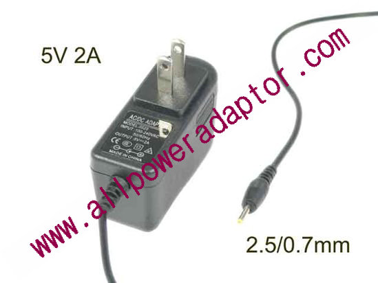 OEM Power AC Adapter - Compatible QES-502, 5V 2A 2.5/0.7mm, US 2-Pin, New