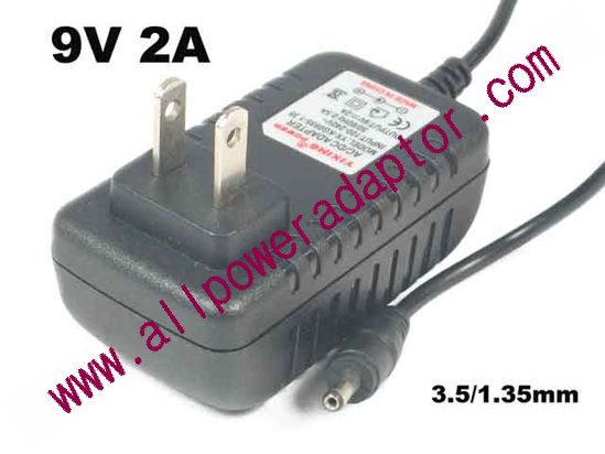 OEM Power AC Adapter - Compatible WYT-00902000, 9V 2A 3.5/1.35mm, US 2-Pin, New - Click Image to Close