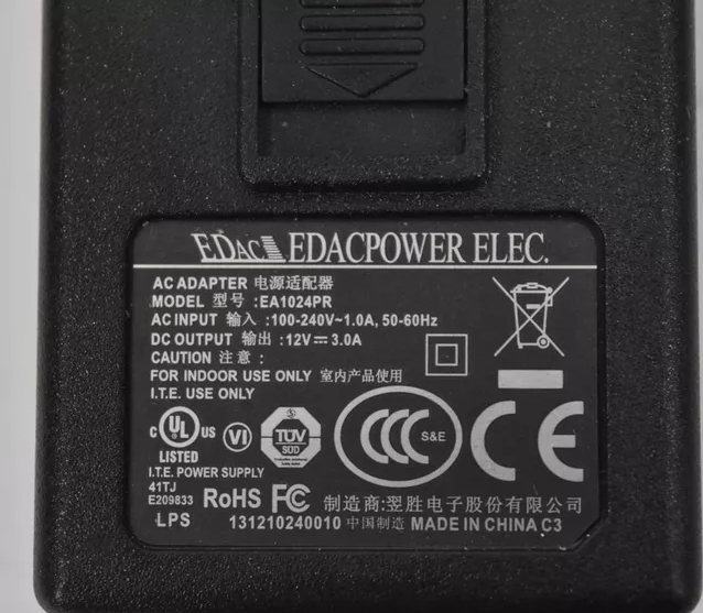 *Brand NEW*12V 3.0A AC Adapter EDAC EA1024PR Power Supply