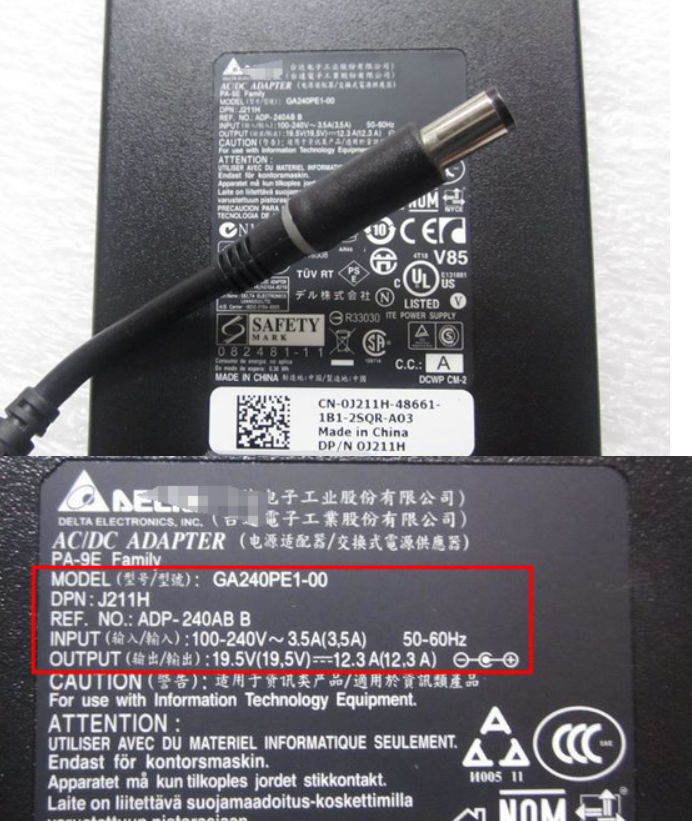 *Brand NEW*0Y044M GA240PE1-00 Delta 19.5V 12.3A 240W AC Adapter Delta 0J211H 0J938H 7.4mm*5.0mm Power Supply