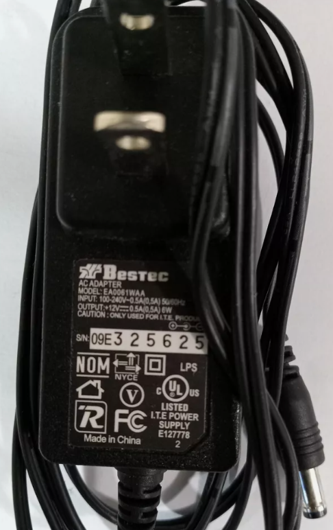 *Brand NEW*Bestec EA0061WAA Output: +12V AC; 0.5A AC Adapter 10mm x 5mm coaxial plug Power Supply