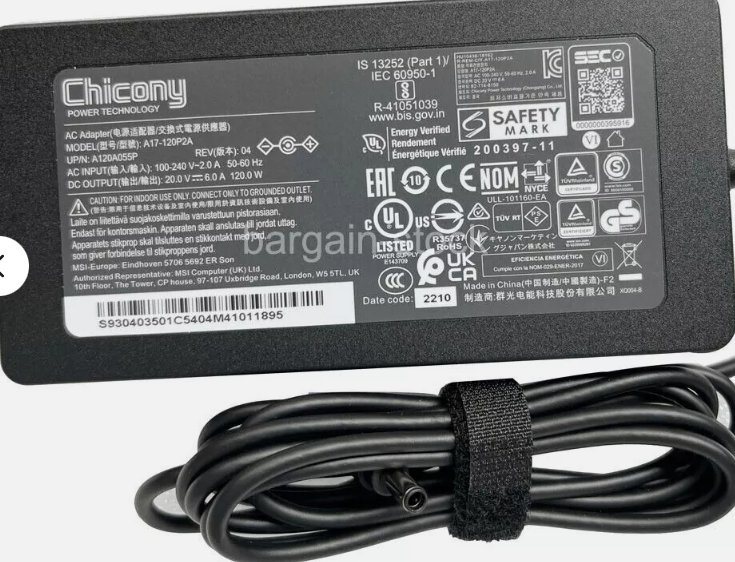 *Brand NEW*Chicony 20V 6A 120W AC Adapter 4.5mm A17-120P2A ADP-120VH B Asus Charger HVD Power Supply