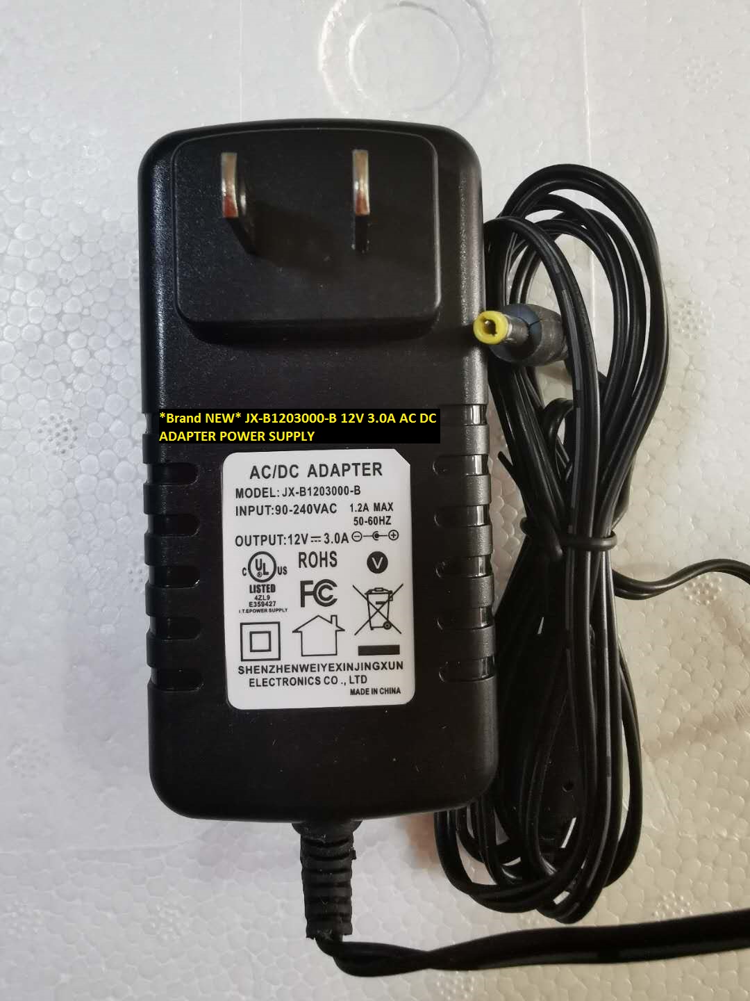 *Brand NEW* AC100-240V 1.2A 12V 3.0A JX-B1203000-B AC DC ADAPTER POWER SUPPLY