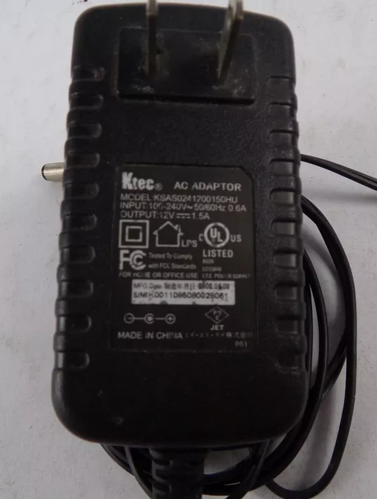 *Brand NEW*Output 12 V 1.5 A AC Adapter Genuine Ktec KSAS0241200150HU Power Supply