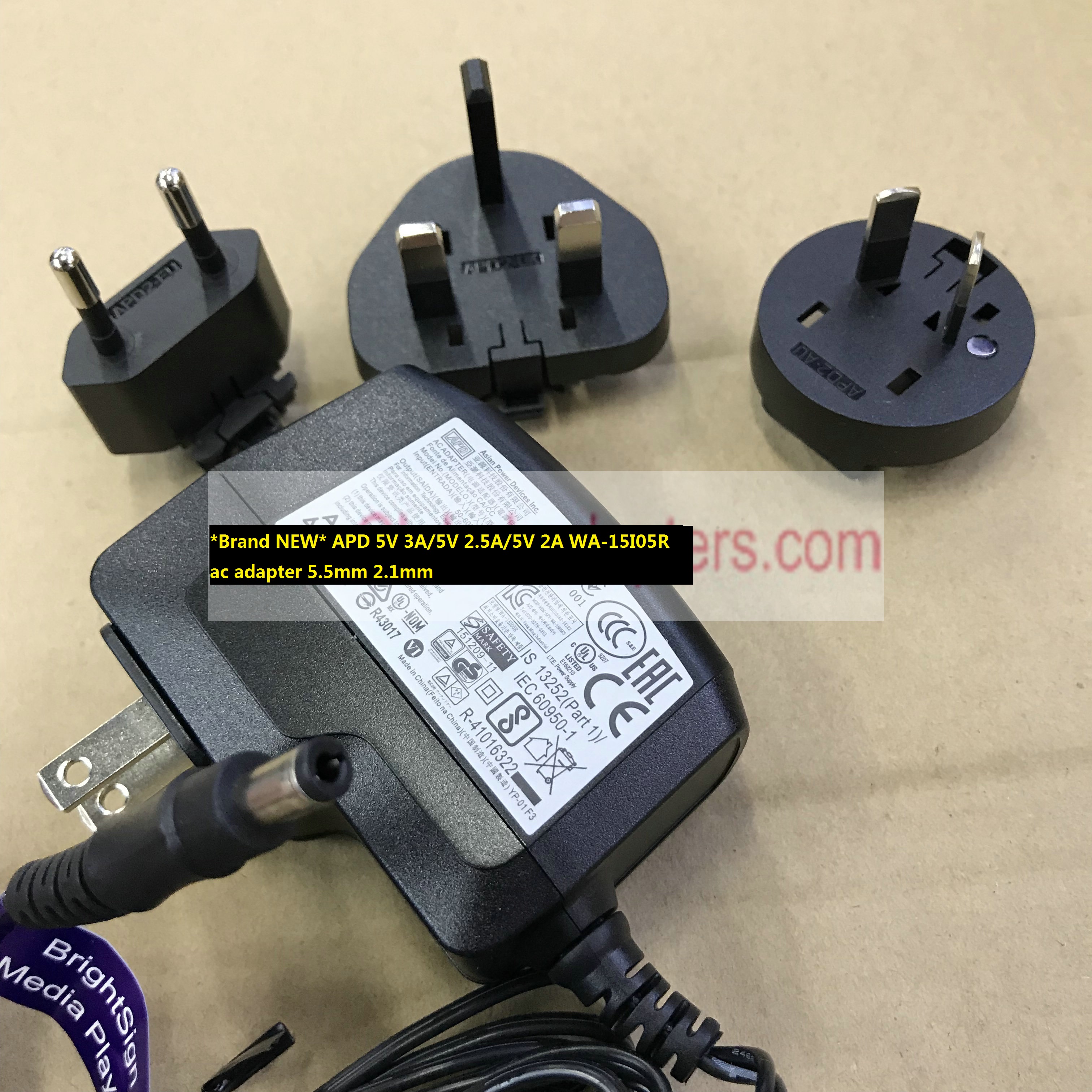 *Brand NEW* APD 5V 3A/5V 2.5A/5V 2A WA-15I05R ac adapter 5.5mm 2.1mm