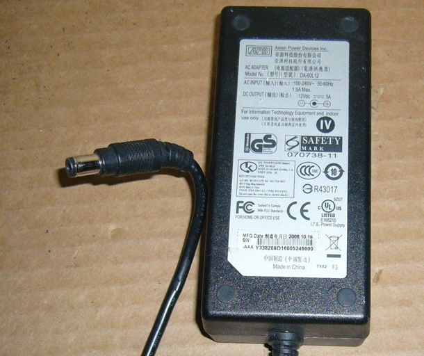 *Brand NEW*Genuine DA-60L12 APD 12V 5A 60W AC Adapter 5.5*2.5mm Power Supply