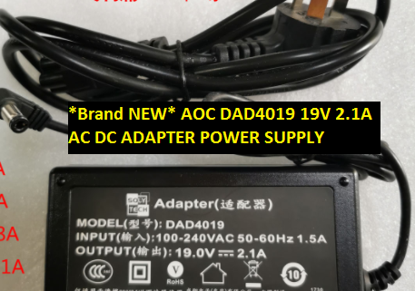*Brand NEW* AC100-240V 1.5A 19V 2.1A AC DC ADAPTER AOC DAD4019 POWER SUPPLY - Click Image to Close