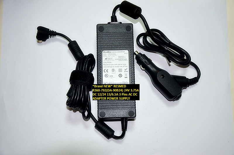 *Brand NEW* RESMED R360-792(DA-90B24) 24V 3.75A DC 12/24 13/6.5A 3 Pins AC DC ADAPTER POWER SUPPLY